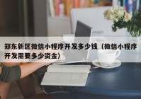 郑东新区微信小程序开发多少钱（微信小程序开发需要多少资金）