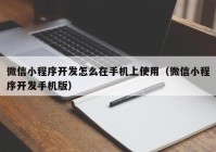 微信小程序开发怎么在手机上使用（微信小程序开发手机版）